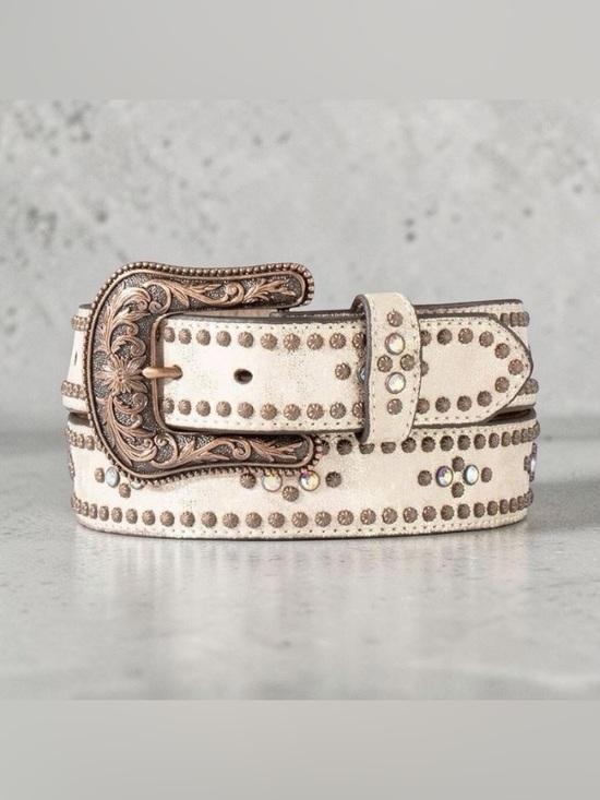 Ariat Accessories - NWT Ariat Women’s Metallic Rose Gold Bronze Studded Leather Western Belt Size L